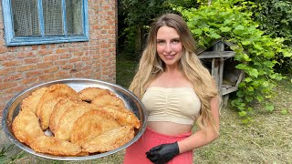 Chebureki Cooked on Fire Recipe l Cooking in Village ASMR