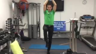Static balance exercise: single leg karate kid holds with progression (POGO Physio)