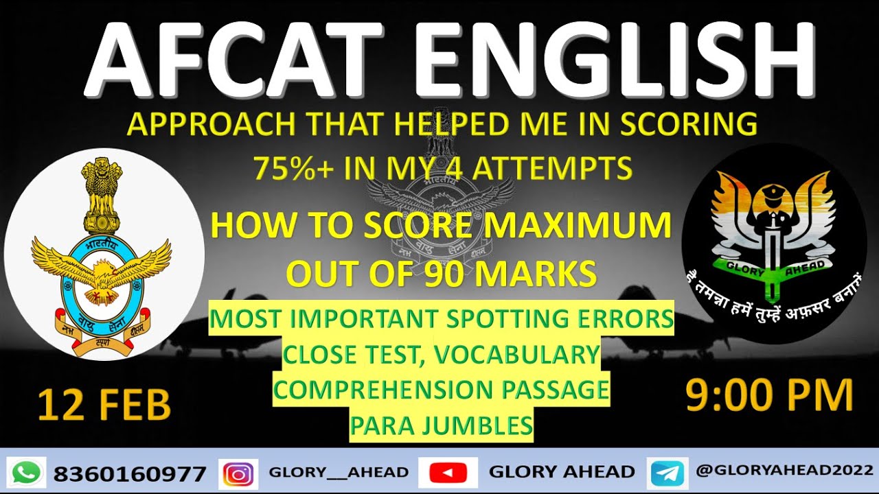 | AFCAT ENGLISH | HOW TO SCORE 70+ | SPOTTING ERRORS | VOCAB | CLOSE ...
