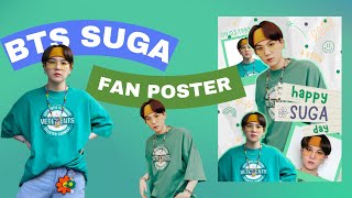 SUGA BTS | KPOP Aesthetic Poster | KPOP Fanart Birthday Poster using Canva FREE screenshot 1