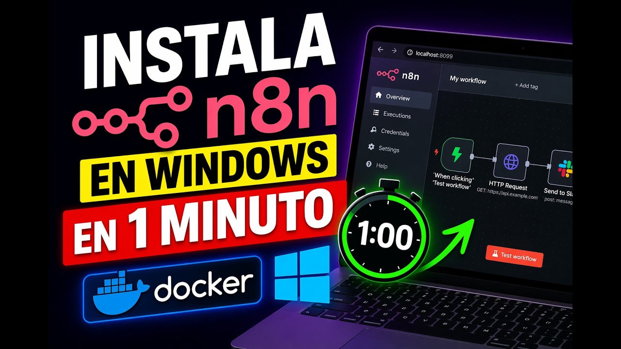Instala GRATIS n8n en Windows en 1 MINUTO 🚀 - YouTube