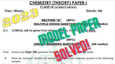 New Chemistry model paper solved class 9  | solved model paper new Chemistry book class 9