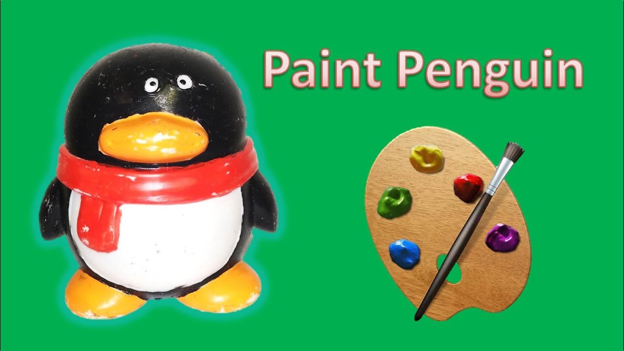 DIY paint a penguin doll craft. Tencent Logo. learn colors for kids. | Crazy Dayou