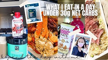 WHAT I EAT IN A DAY UNDER 30G NET CARBS + SPEND THE DAY WITH ME! | KETO FRIENDLY & LOW CARB