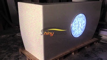 Translucent lighting solid surface reception desk with bespoke LOGO