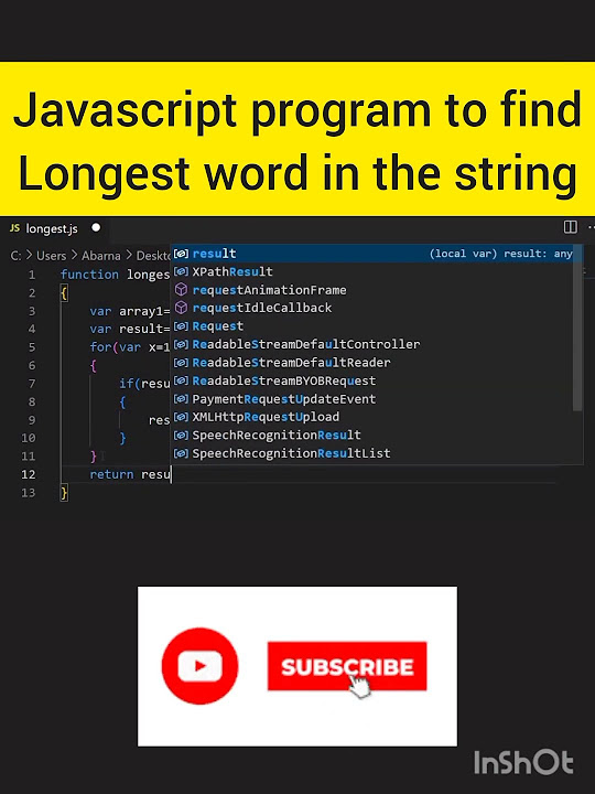 javascript program to find longest word in the string - YouTube