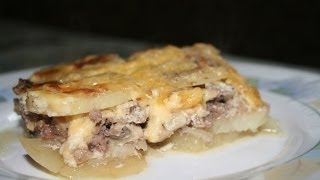 Мясная слоеная запеканка
