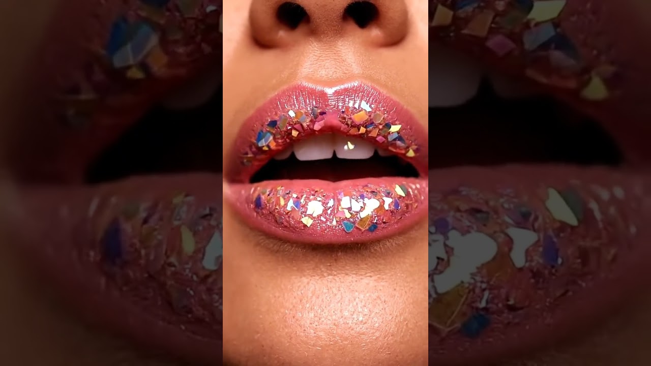 Beautiful Lips Wearing Feather Gem Ring Lipstick 💎💄 | Sparkling ASMR Lip Art Relaxation