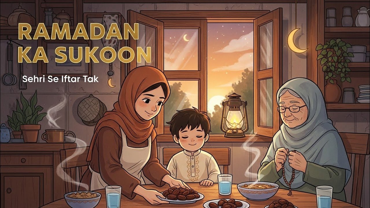 Ramadan Ka Sukoon — Sehri Se Iftar Tak | Cozy Islamic Village Routine ASMR (Ghibli-Style) 