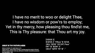 GREAT IS THY FAITHFULNESS (lyrics & chords, 20% vocal, key B, signature 3/4)
