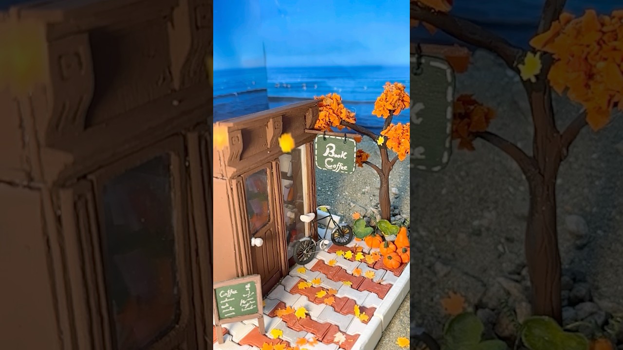 "Building a Cozy BOOK CAFE Miniature with Autumn Vibes & Wooden Design! 🍁