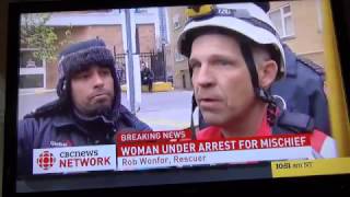 Woman rescued from crane in Toronto by Rob Wonfor (Apr26/17)