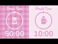 50/10 Pomodoro Timer with Soothing Pink Noise 🌸 Study with Me for Deep Focus & ADHD ✨