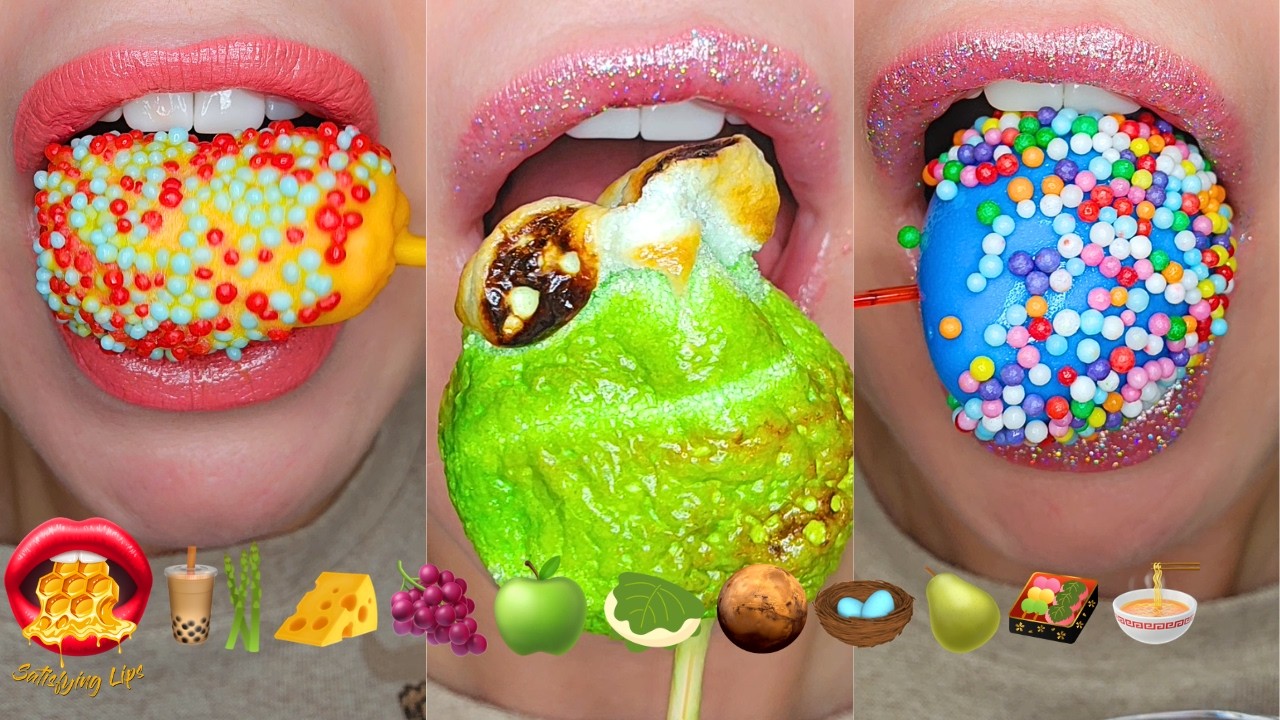 ASMR Satisfying Eating Emoji Food Challenge Mukbang Sounds