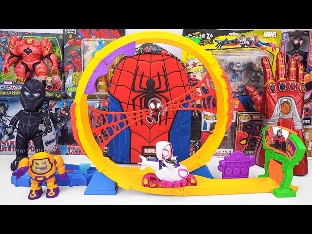 Marvel Spiderman Toys Unboxing Review! Spidey Loop Track & Backpack Containing Spidey Toy Collection