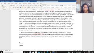 CodeMasterCoachs'  Medical Coding Program Testimonials