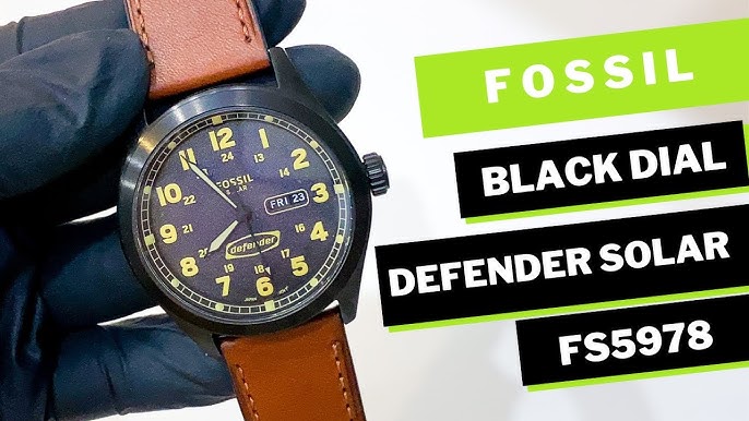 Fossil Defender FS5978 Leather Strap YouTube Brown Unboxing - Watch Lume Solar #fossilwatches + Powered Men\'s
