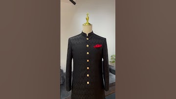 Bespoke Jacquard Black Sherwani With Gold Buttons #viralvideo #youtubeshorts #youtube #waasibespoke