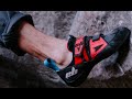 Eb red and black opium climbing shoes