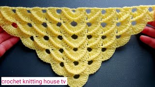 How to crochet a triangle shawl for beginners/crochet simple and elegant beginner shawl