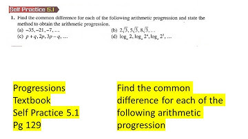 Progressions self practice 5.1 Q1 Find the common difference of the following arithmetic progression
