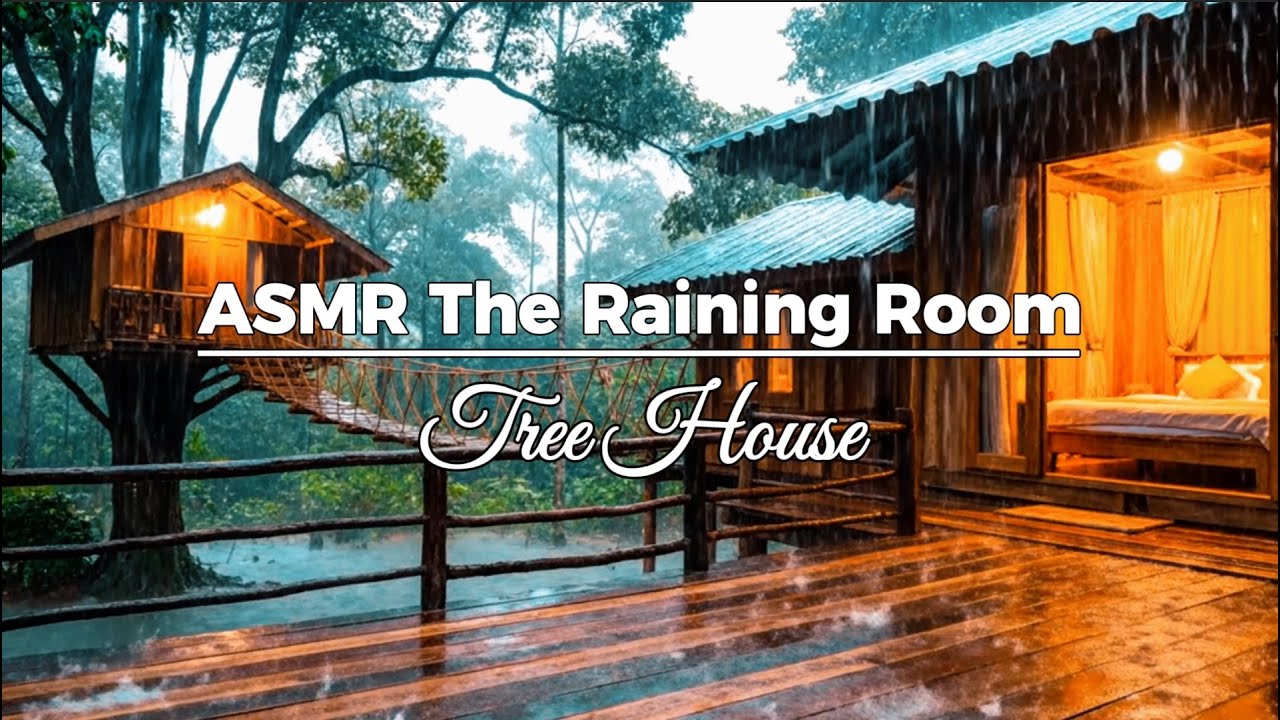 Forest TreeHouse Rain at Night  | Sound Ambience for Deep Sleep