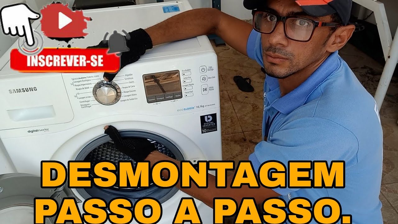 MÁQUINA DE LAVAR SAMSUNG FAZENDO BARULHO NA CENTRIFUGAÇÃO. DESMONTAGEM PASSO A PASSO.