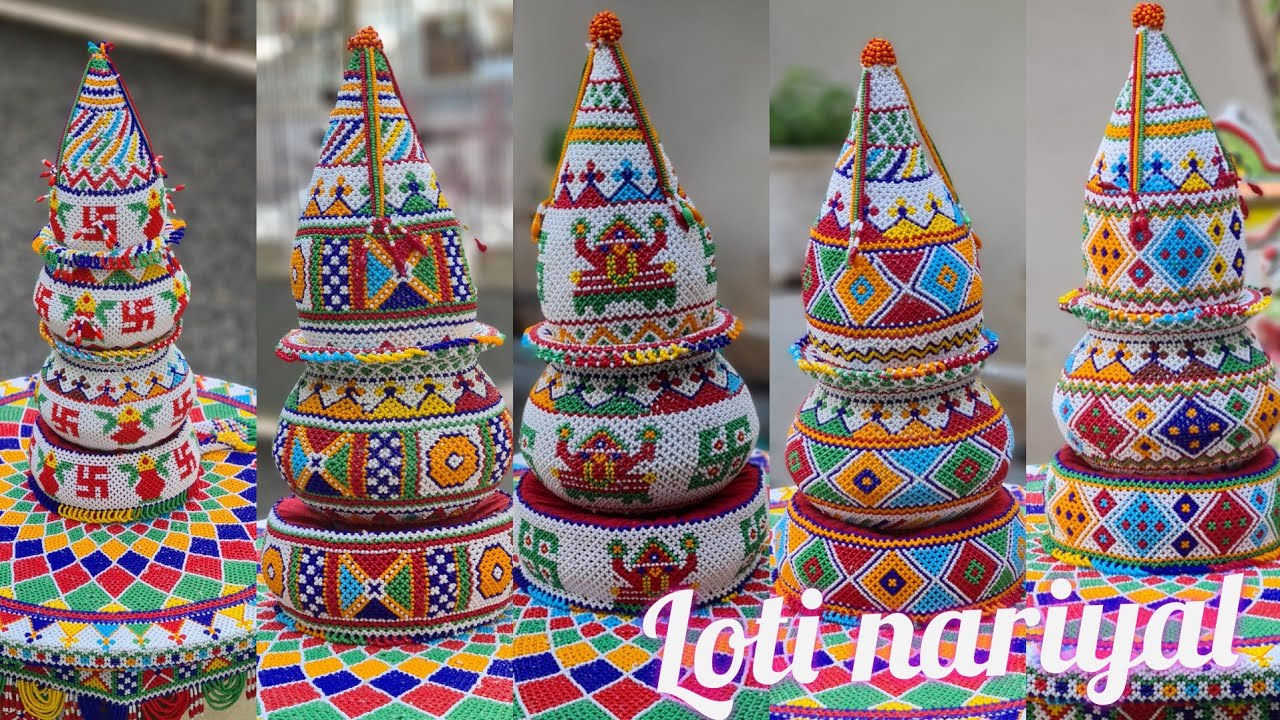 gujarati traditiona beadwork unique pattern (loti nariyal)samaya 8238968408
