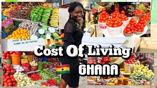 COST OF LIVING IN GHANA//A realistic budget for living in 🇬🇭|LIVING ALONE/ Local Market Shopping