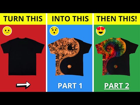 How to UPCYCLE a BLACK T-SHIRT with BLEACH | Reverse Dye Yin Yang Tutorial | Part 2 (Ice Tie Dye)