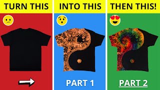 How to UPCYCLE a BLACK T-SHIRT with BLEACH | Reverse Dye Yin Yang Tutorial | Part 2 (Ice Tie Dye)