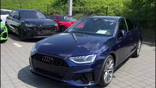 Audi A4 Limousine S-line Competition Navarra blue + okapi brown interior