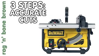 Table Saw Set Up - 3 simple steps for accurate cuts. Demonstrated on DeWalt DW745