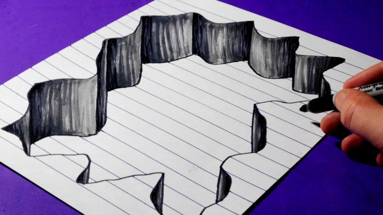 Easy 3D Steps in a Hole - Trick Art Drawing on Paper 