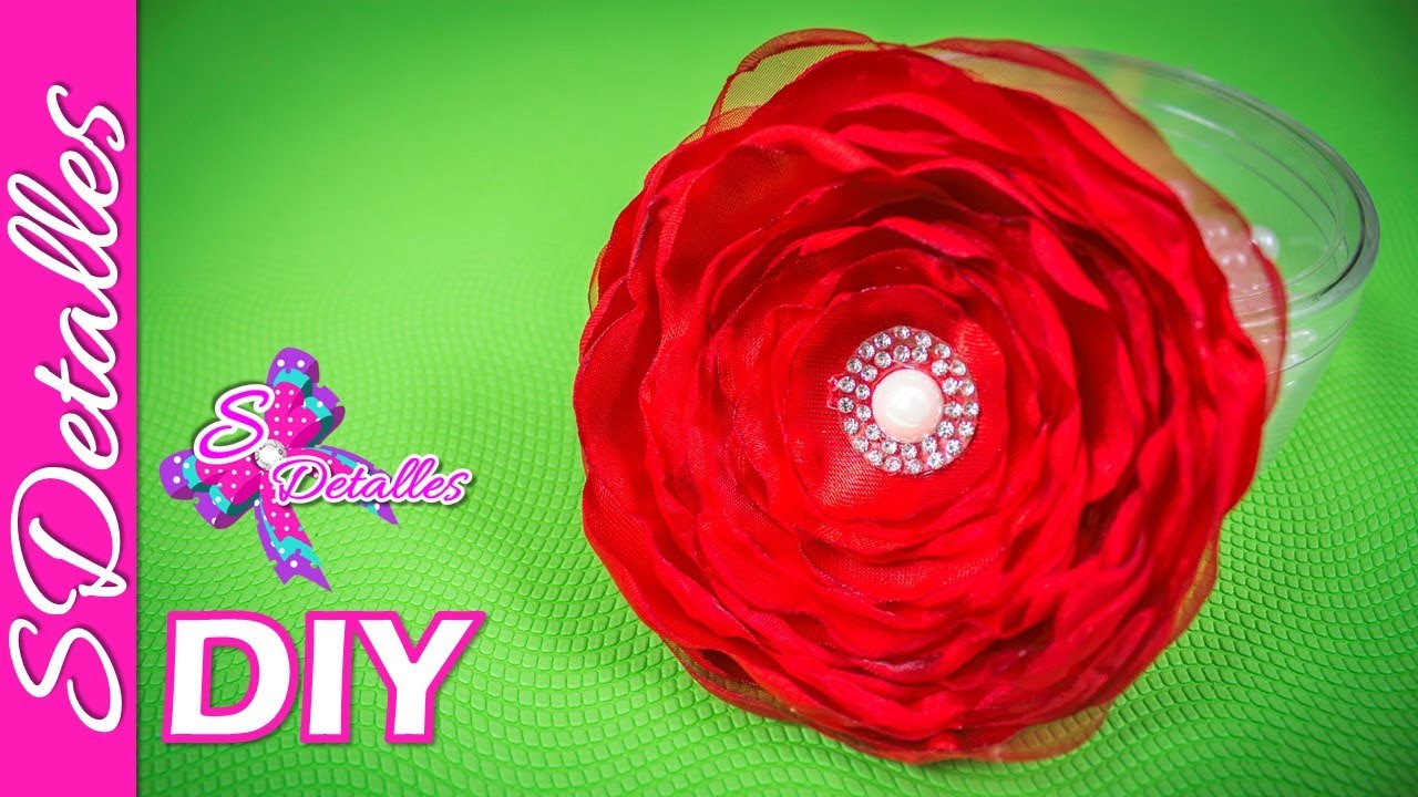 Como hacer flores: Flor de Tela Satinada con Organza | Video# 39 | SDetalles | DIY