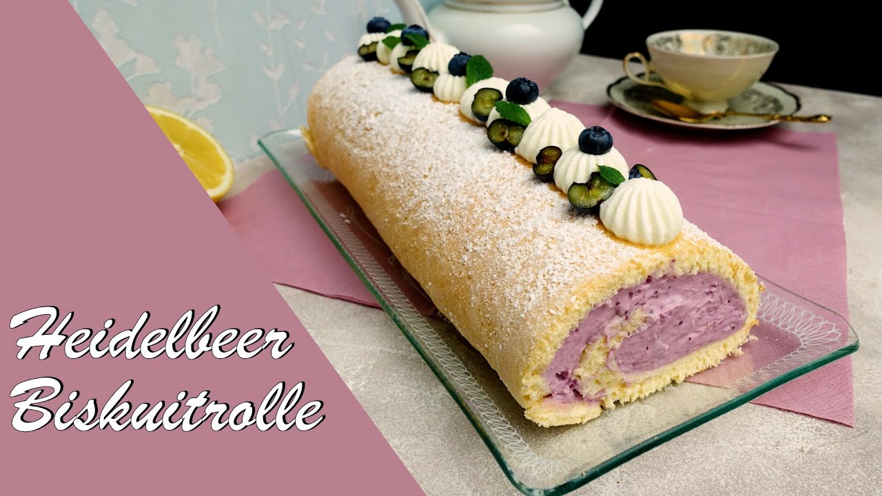 Heidelbeer Biskuitrolle | sommerlich, fruchtig & leicht