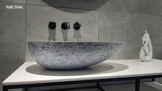 Solid surface basin in concrete color Profile