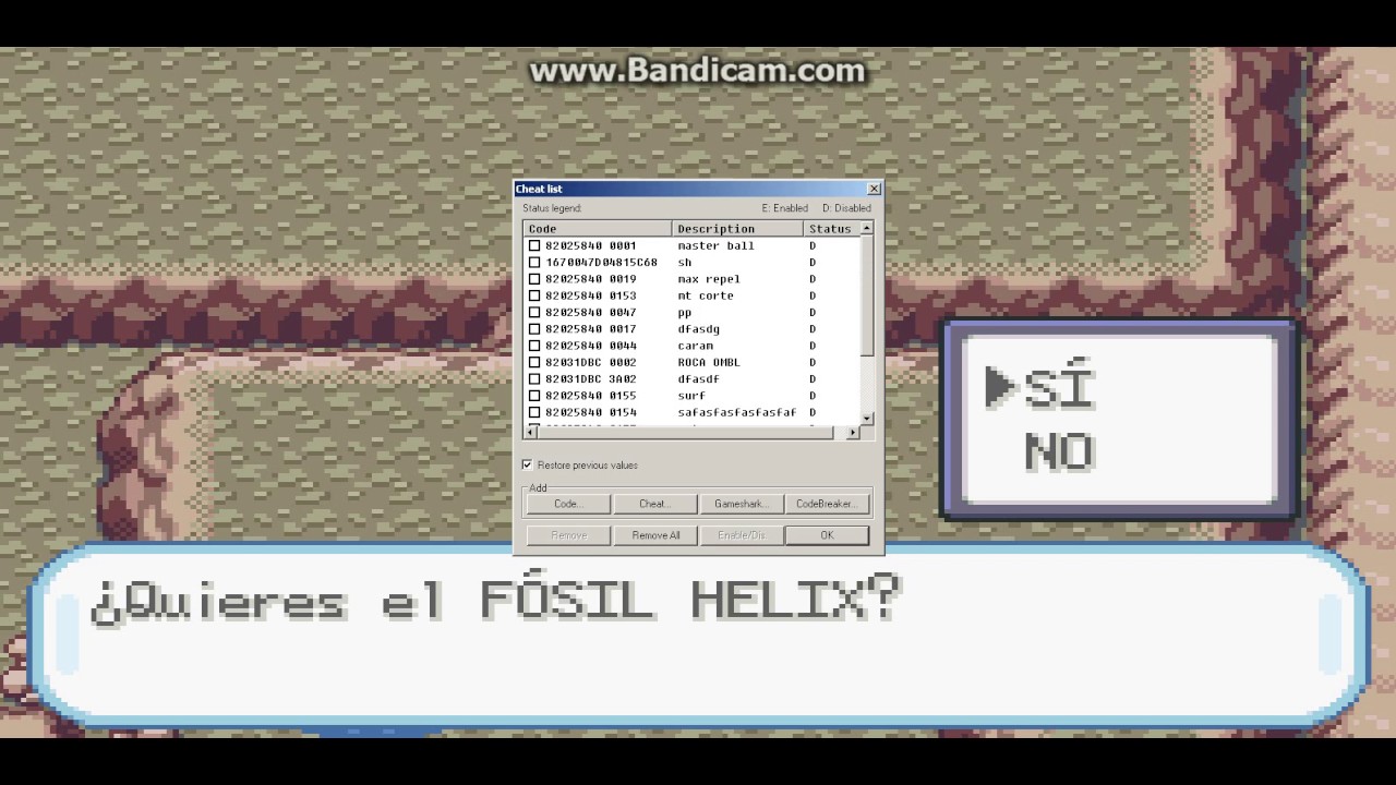 como tener los 2 fosiles en pokemon rojo fuego (cheats) - YouTube