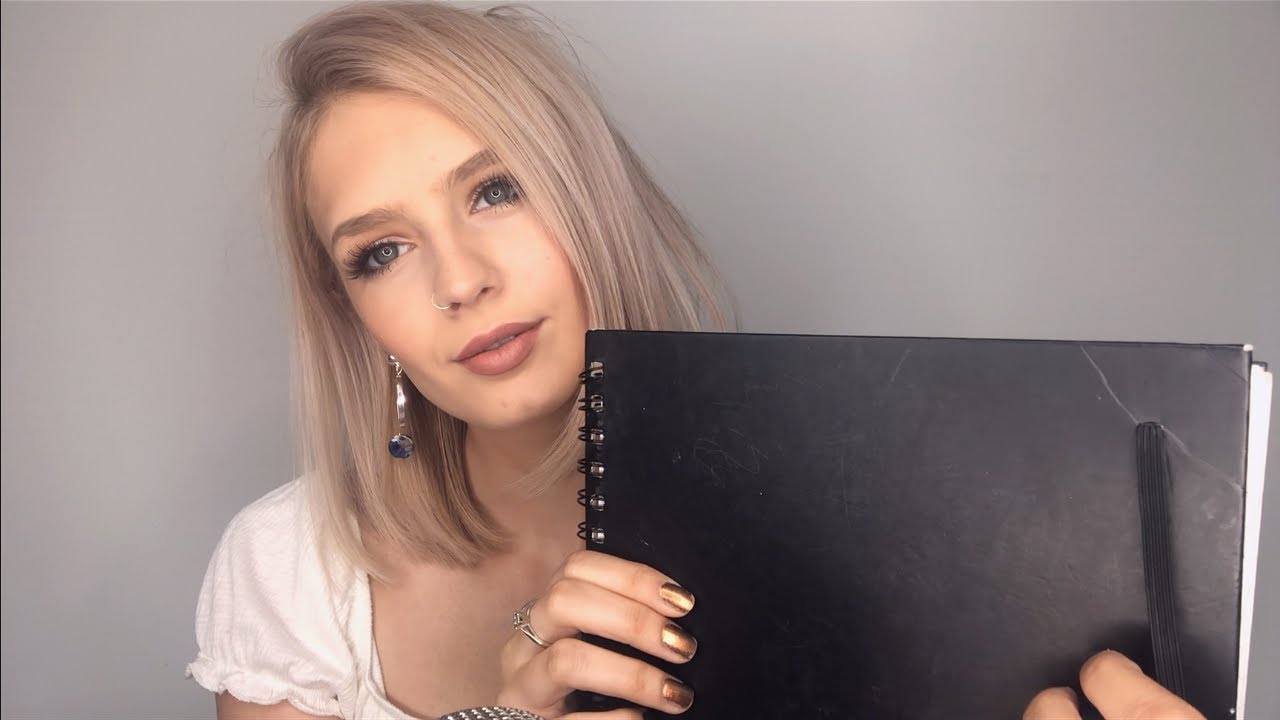 ASMR Writing, Unintelligible Whispering, Tapping, Page Turning, Tongue ...
