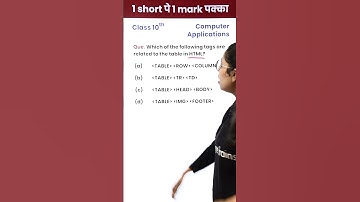 Tags Related to the Tables in HTML! (10th) 1 Video 1 Mark पक्का for Board Exam! #Shorts