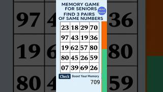 Brain Exercise for Seniors - Daily Brain Challenge for Better Focus Match the Numbers
