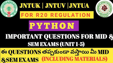 Python important questions for jntu | python important questions|#jntuk #jntukexams #jntukupdates