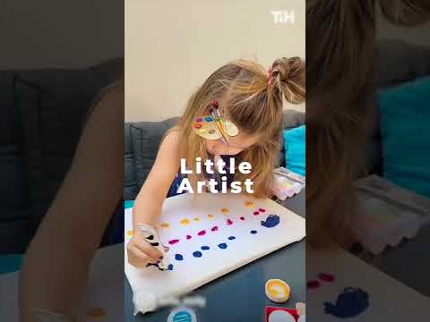 Little Girl Creates Beautiful Artwork Using Oil Paint