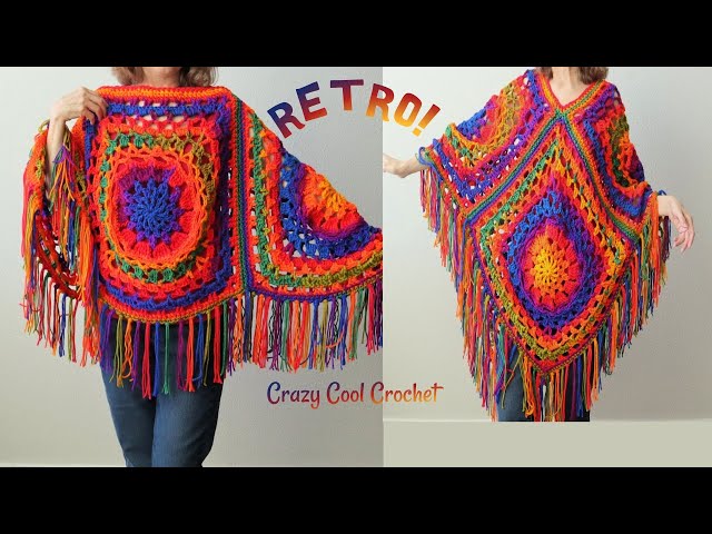 Granny Square Poncho - Fun RETRO Style! - YouTube