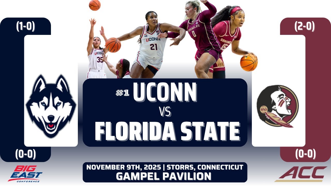 № 1 UConn против Florida State | Женский баскетбол NCAA | 11.9.25