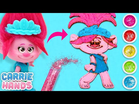 Trolls Make DIY Glitter Painting Of Poppy & Super Colourful Glitter Rainbow | Craft Videos For Kids