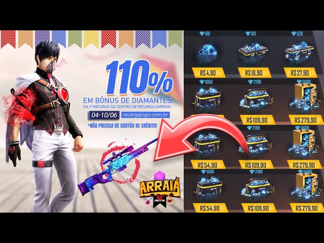 COMO RECARREGAR DIAMANTE NO FREE FIRE - GANHAR BÔNUS 110% NO RECARGA JOGO FREE  FIRE 