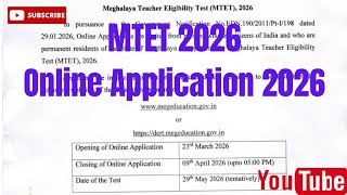 Ka Govt Of Meghalaya Dert Shillong Ka Khot Online Application Na Bynta Ka Mtet 2026