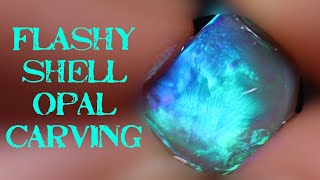 Carving a Flashy Shell Opal Piece. Dremel Step Carving Tutorial