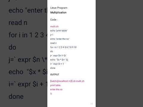 Shell script print multiplication table #shorts #linux